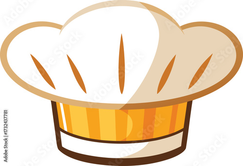 Cartoon chef hat with golden band and white pleats