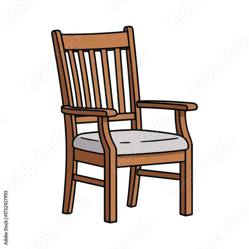 Elegant Wooden Armchair Illustration on White Background
