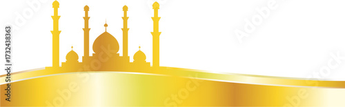 vector illustration of a golden mosque banner