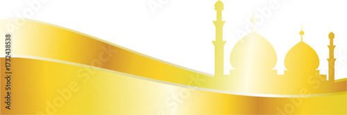 vector illustration of a golden mosque banner