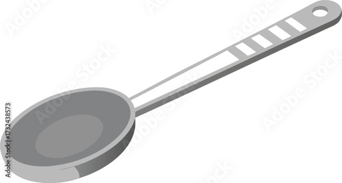 Simple illustration of a metal cooking spoon with a striped handle