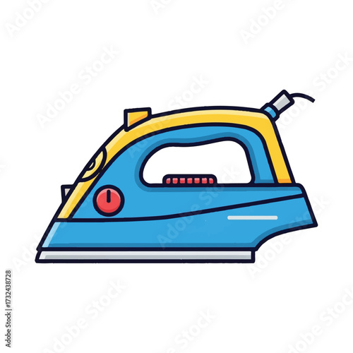 Blue and Yellow Iron Cartoon Illustration