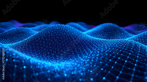 Abstract blue data waves representing communication and technology