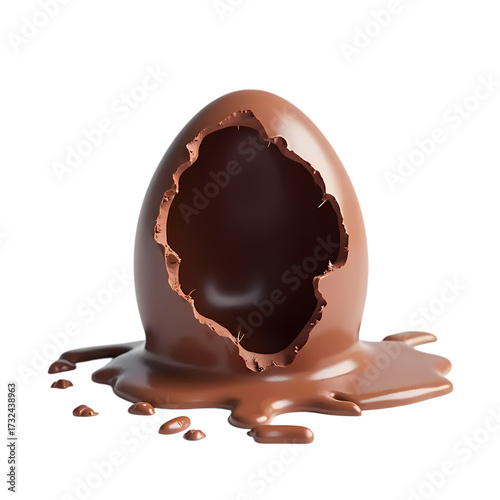 Broken Chocolate egg isolated on transparent background
