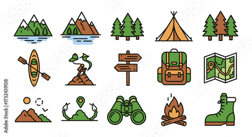Set of camping equipment for graphic design use