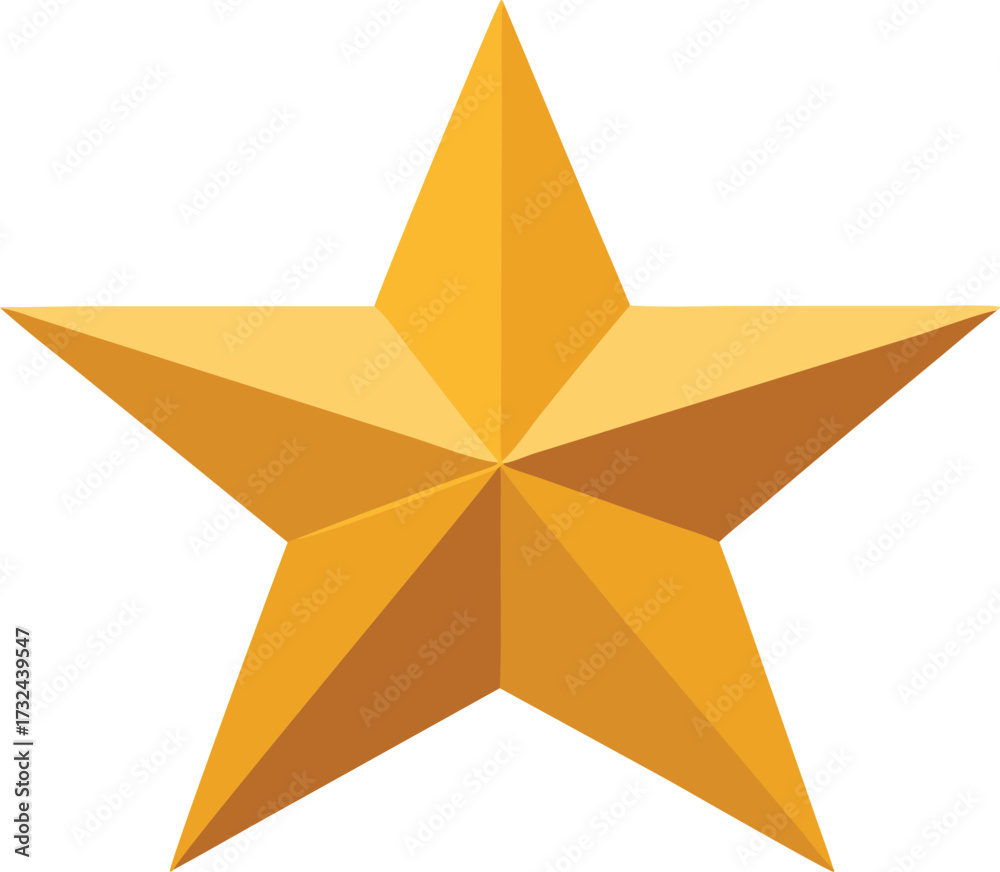 Fototapeta premium Golden five pointed star symbol of success and achievement