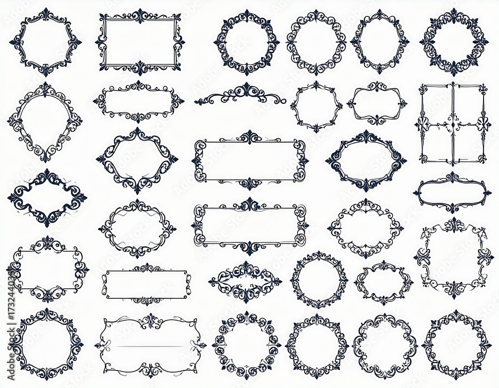 Fototapeta premium Collection of ornate decorative frames (19)
