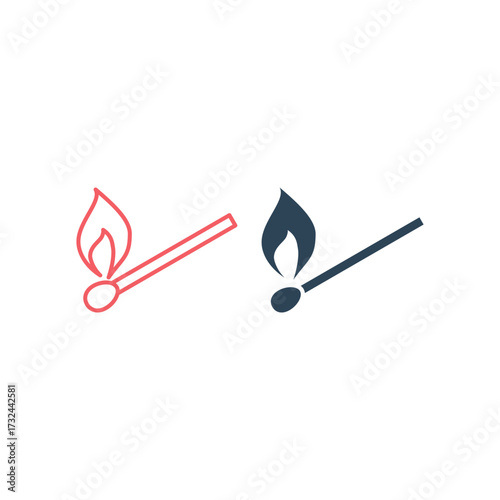 Matchstick vector illustration icons set