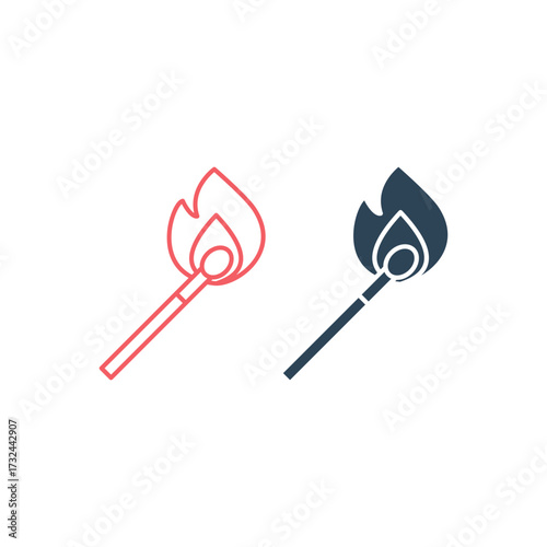 Matchstick vector illustration icons set