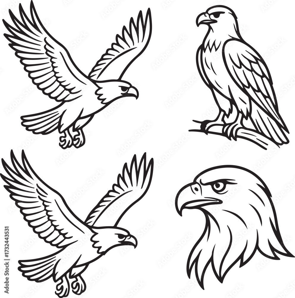 Obraz premium Line art eagles