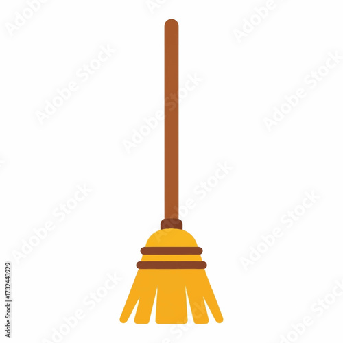 Simple Vector Illustration of a Broom with a Brown Handle