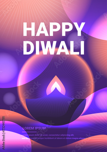 Vertical Happy Diwali abstract page with bright gradients. Indian holiday illustration