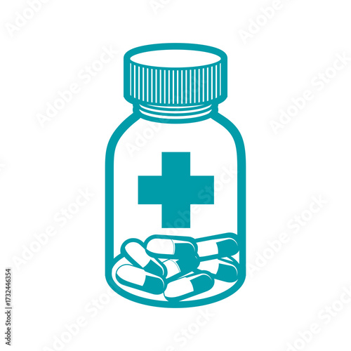 Bottle of pills with a cross symbol, medical healthcare concept, medicine, pharmaceutical, therapy, healthcare