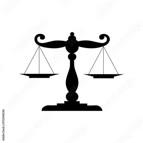 Silhouette of Justice Scales Symbolizing Fairness, Law, and Legal Proceedings for Courtrooms