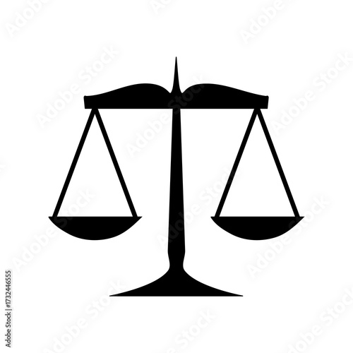 Silhouette of Justice Scales Representing Legal System, Court, and Law with Balance Symbol
