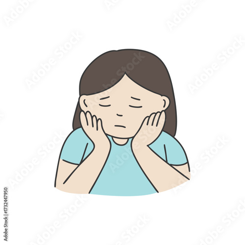 고민이 있거나 이가 아픈 사람 일러스트