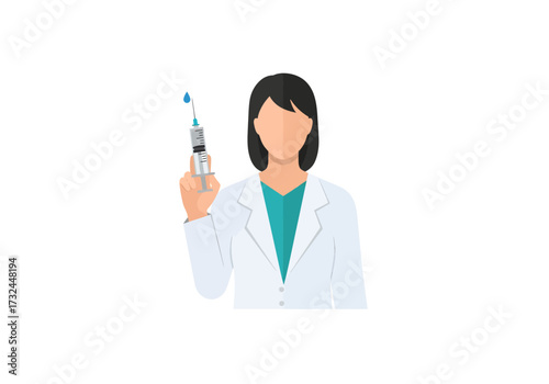 Medical professional administering vaccine injection with a syringe in a doctor's uniform offering health and immunization concepts