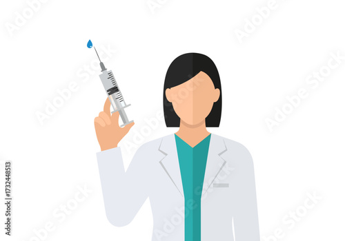 Medical professional doctor holding syringe with vaccine liquid for injection