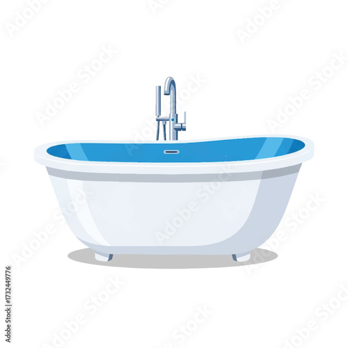 Elegant Bathtub with Blue Interior