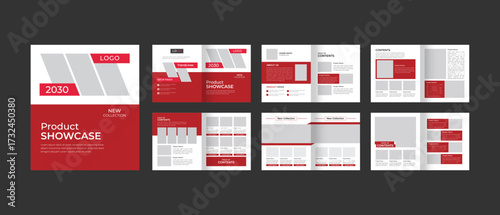 modern furniture catalog brochure design. Red color Minimalist product brochure layout, fully red background IKC design.