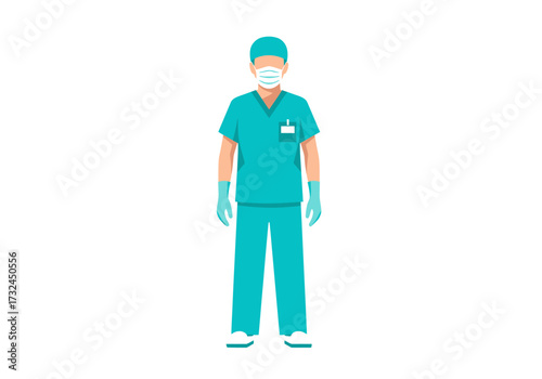 Surgeon doctor medical staff in uniform wearing protective mask gloves and cap performing surgery or treatment in hospital