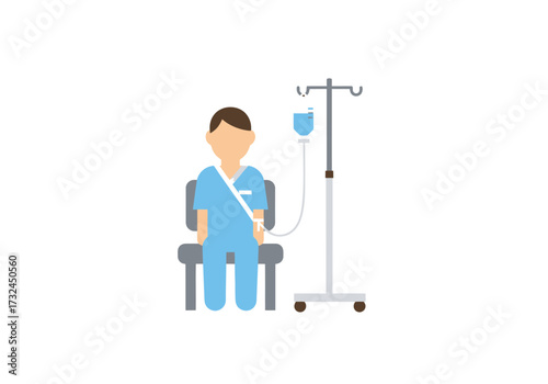 Hospital patient receiving intravenous therapy at the hospital bedside during treatment