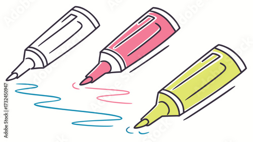 Vibrant Marker Pens Drawing Wavy Lines - Creative Stationery
