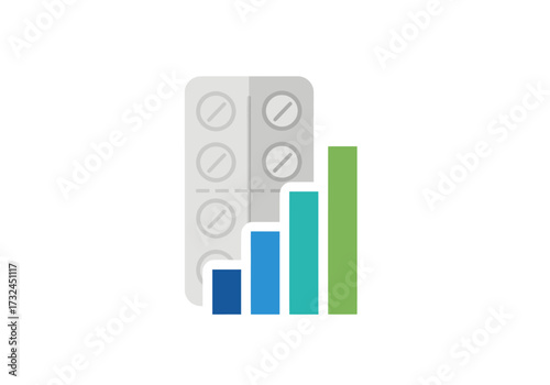 Medicine sales increasing chart showing growth in the pharmaceutical industry and healthcare market