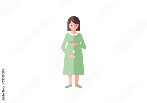 Pregnant woman illustration expecting mother holding belly with care showing maternity concept future family preparation
