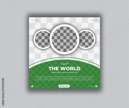 creative travel social media post template