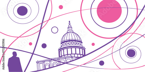 St Paul's Cathedral Purple Pop Art Vector Design