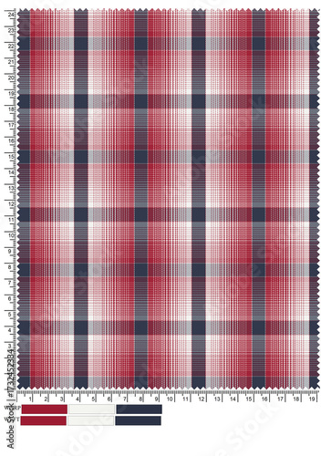 Seamless red,brown,green, lemon,teal and black plaid twill check pattern for fabric design.

