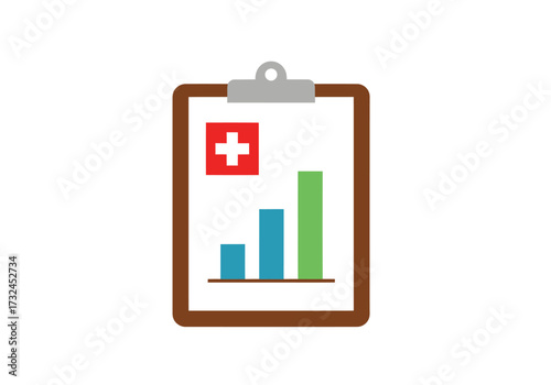 Medical healthcare report chart displaying positive growth trend for hospitals and pharmaceutical companies