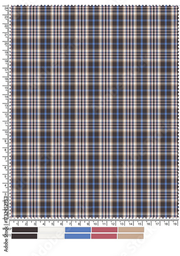 Seamless red,brown,green, lemon,teal and black plaid twill check pattern for fabric design.


