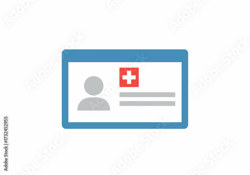 Medical healthcare identification card with cross symbol for hospital staff doctor nurse or patient