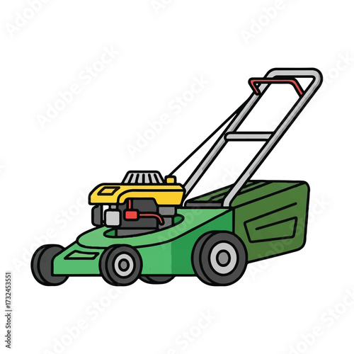 Green Lawn Mower Isolated on White Background