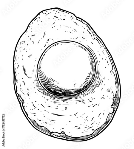 Fried Egg Sketch – Hand-Drawn Breakfast Food Illustration. Hand-Drawn Cooking and Breakfast Design.