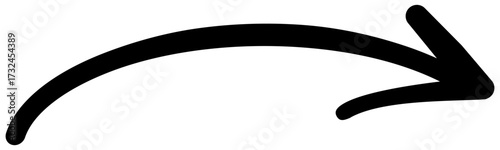 Long curved hand drawn arrow, marker drawn arrow