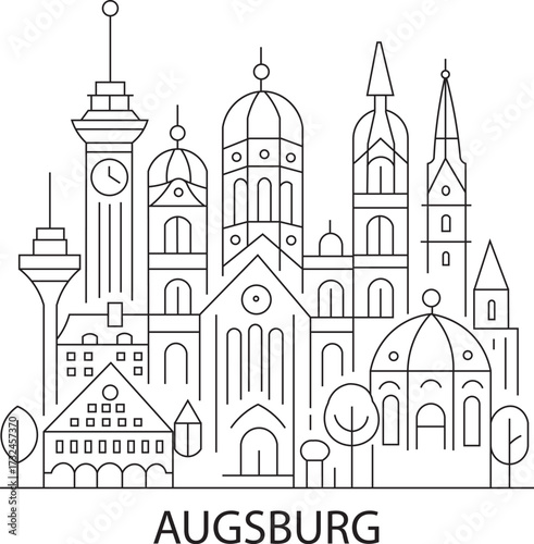 Augsburg City Line Draw Simple Minimalist