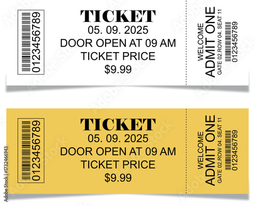 Event Admission Ticket with Date Time and Price Information