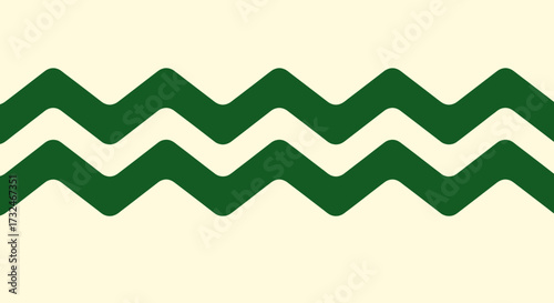 Two horizontal green zigzag lines on a beige background