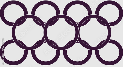 Overlapping dark purple rings on light grey