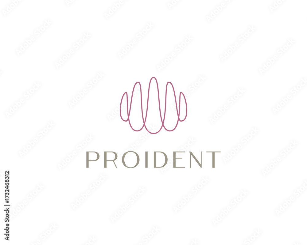 Fototapeta premium Abstract linear gradient crown logo design template. Premium waves sound vibrations voice elegant icon sign logotype.