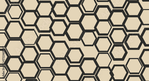Hexagonal pattern overlapping dark outlines on pale tan background