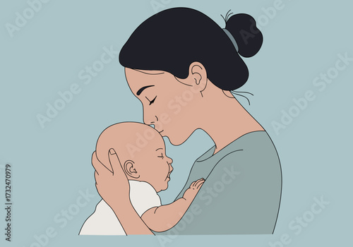 Tender moment of mother and baby home intimate setting love and care
