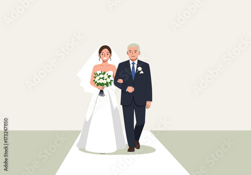 Wedding ceremony procession indoor venue digital bright environment view love and celebration