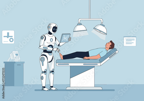 Robotic surgery assistance healthcare facility digital clinical environment side view medical innovation