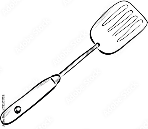 Cooking spatula kitchen utensil outline vector illustration