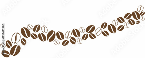 Coffee Beans Vector Border Decoration – Pattern Design Element.