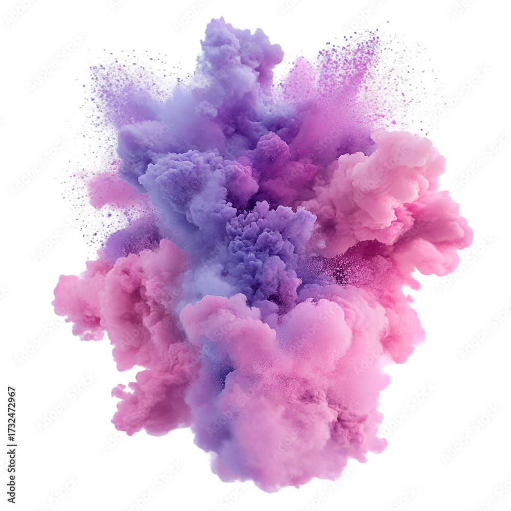 Fototapeta premium Stunning explosion of vibrant pink and purple powder creates a dynamic and mesmerizing visual effect, perfect for adding a touch of magic to your designs